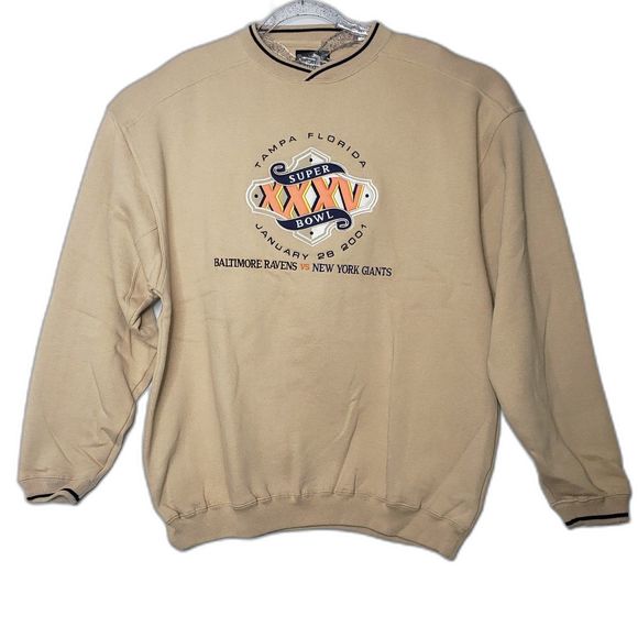 Vintage 2001 PUMA Tan SUPER BOWL XXV Sweatshirt Mens Size XL - Picture 7 of 7
